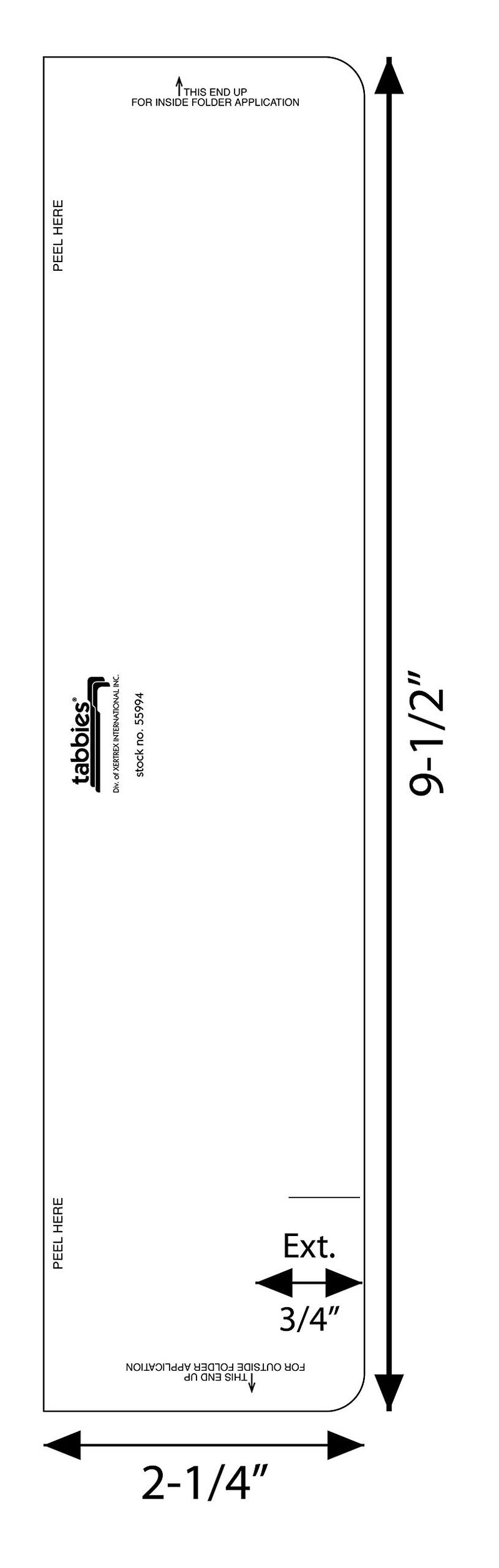 تابيز tabbies Extenda-Folder Strips، تحويل المجلدات العلوية المقطوعة إلى مجلدات ملفات علامة التبويب النهائية، أبيض، ملحق علامة تبويب 3/4 بوصة، علامة تبويب نهاية كاملة، 100/صندوق (55994)، 2 عرض × 9-1/2 ارتفاع - Image 4